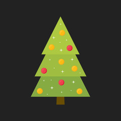 Fototapeta premium Christmas Tree Silhouette, Festive Christmas Tree Vector Icon Illustration