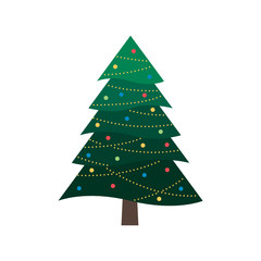 Christmas Tree Silhouette, Festive Christmas Tree Vector Icon Illustration