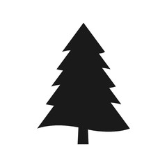 Fototapeta premium Christmas Tree Silhouette, Festive Christmas Tree Vector Icon Illustration