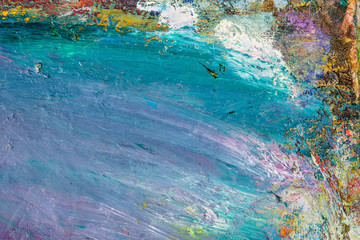 Background image of bright oil-paint palette closeup.