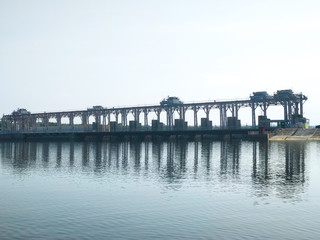 a dam of a hydroelectric power station on the Dniester river, supplying many areas with electricity.