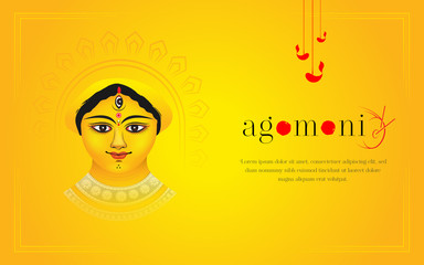 Durga Puja Agomoni Background Template Vector Illustration