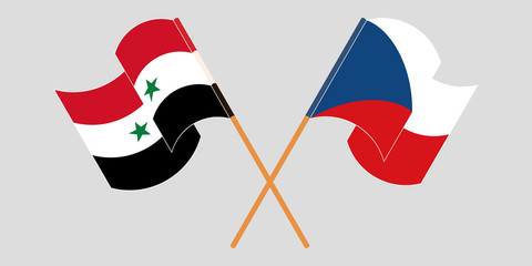 Crossed and waving flags of Syria and Czech Republic
