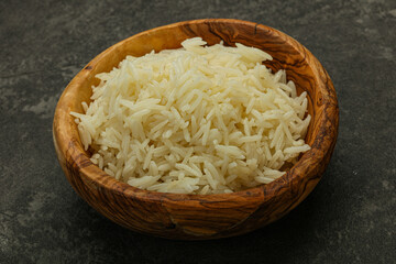 Steamed basmati rice in the bowl