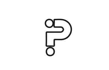 alphabet P letter logo icon with line. Black and white design for company and business