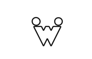 alphabet W letter logo icon with line. Black and white design for company and business
