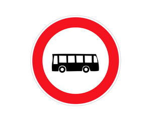 Road sign no bus entry. Vector illustration.
