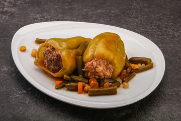 Baked stuffed bell pepper with meat