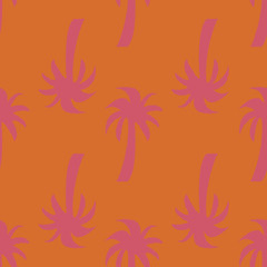 Fototapeta na wymiar Colorful palm tree repeat pattern print on pink background