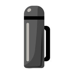 Metal thermos for hiking or traveling. Vector illustration.