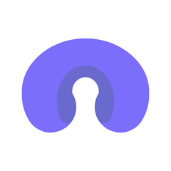 Blue neck pillow for hiking and travel. Vector illustration.