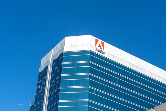 Ottawa, Ontario, Canada - August 7, 2020: Adobe sign on Adobe Systems Canada's office in Ottawa, Ontario on August 7, 2020. Adobe Inc is an American multinational computer software company.