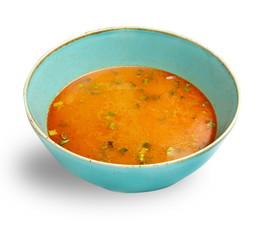 Tom Yum Soup. Isolated on a white background, Thai Food.
