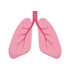 Healthy human lungs. Lungs flat icon. Vector cartoon illustration