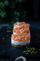 Savoury cheesecake with salmon and onion 