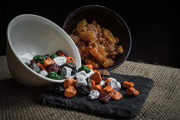 Arabic stone candy, raisin and accessories