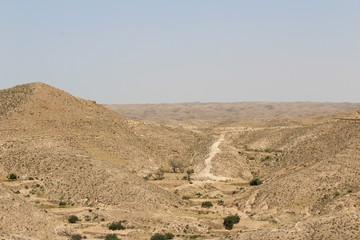 Road to the desert. Travel through Tunisia.