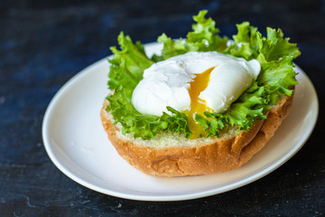 poached egg sandwich delicious snack ingredient natural product
portion
serving size organic eating healthy top view place for text copy space