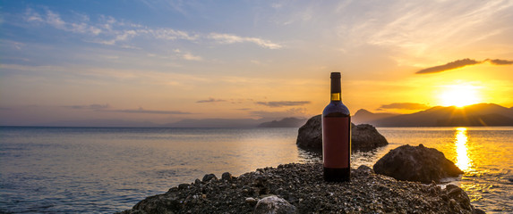 Bottle of wine at sea