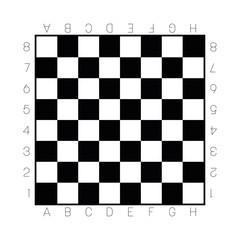 Chess board in black and white. Gameboard for leisure or sport game of chess. Vector illustration