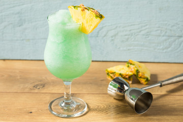 Boozy Freozen Blue Hawaii Cocktail