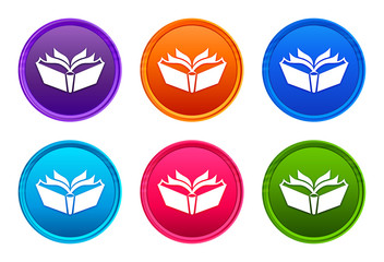Translation icon luxury bright round button set 6 color vector