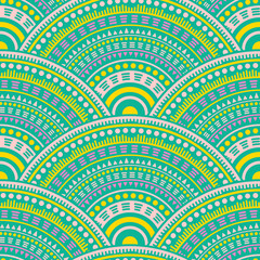 Ethnic circle shapes seamless geometric pattern.