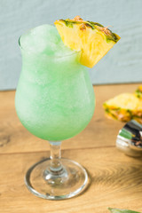 Boozy Freozen Blue Hawaii Cocktail