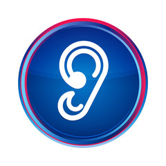 Ear icon silky blue round button aqua design illustration