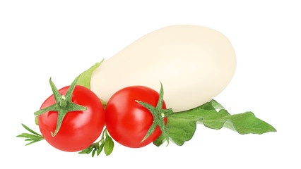 tomatoes and eggplant isolated on white background