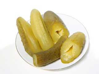 sour cucumber for tasty salad close up