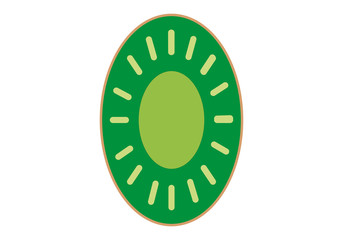 Icono verde de una rodaja de kiwi en fondo blanco.