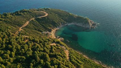 Fototapeta na wymiar Aerial drone photo of secluded emerald beach of Krifi or 