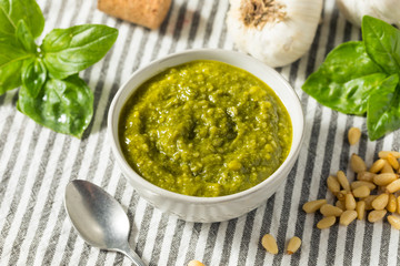Fresh Green Organic Basil Pesto Sauce