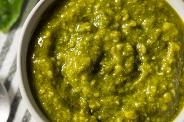 Fresh Green Organic Basil Pesto Sauce
