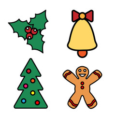 Christmas Set Of Icons On White Background