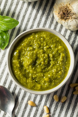 Fresh Green Organic Basil Pesto Sauce