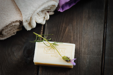 Fototapeta premium Natural Soap closeup. Spa products