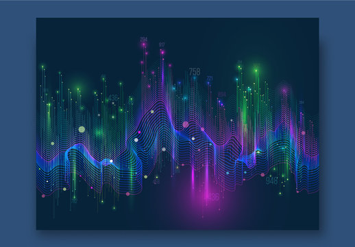 Colorful Shiny Waves Hi-Tech Digital Network Concept
