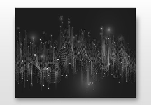 Shiny White Waves on Black Background