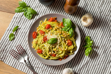 Healthy Homemade Basil Pesto Pasta