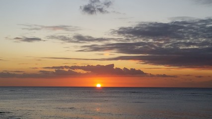 sunset on the beach in Mauritius