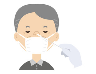 PCR検査をするおじいちゃん　抗体検査
A man who tests for PCR. Sample collection.A man who checks for viruses.