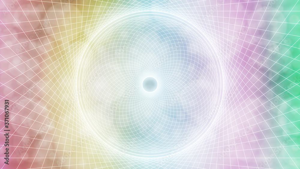 Canvas Prints rainbow abstract line art sacred geometry, vortex frame, textured bokeh background