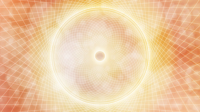 Golden yellow/orange abstract line art sacred geometry circles textured bokeh background
