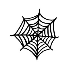 Vector halloween spider web clipart. Funny, cute illustration for seasonal design, textile, decoration kids playroom or greeting card. Hand drawn prints and doodle.