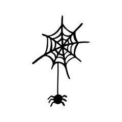Vector halloween spider web clipart. Funny, cute illustration for seasonal design, textile, decoration kids playroom or greeting card. Hand drawn prints and doodle.