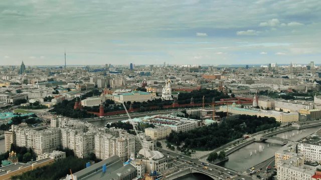 Aerial zoom in shot of the Moscow Kremlin, Russia