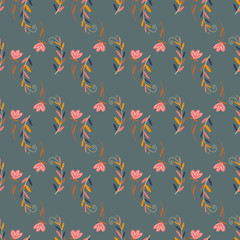 Kawaii cute square seamless pattern traditional flowers to the day of death on green background. Flat digital art. Print for fabric, wrapping paper, packaging, banner, poster, invitation, decoration