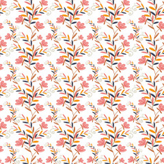 Kawaii cute square seamless pattern traditional flowers to the day of death on white background. Flat digital art. Print for fabric, wrapping paper, packaging, banner, poster, invitation, decoration